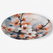 Abstract Peach Blossom Spring Paper Plates Pappteller (Schrägansicht)