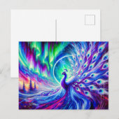 Abstract Peacock in Winter with Northern Lights Postkarte (Vorne/Hinten)