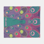 Abstract Peacock Purple Modern Art Personalised Fleecedecke (Vorderseite (Horizontal))