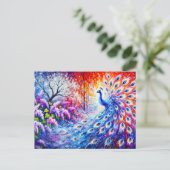 Abstract Peacock with Four Seasons and Lilac Bush  Postkarte (Stehend Vorderseite)
