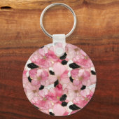 Abstract Pink And Black Alcohol Ink Art Schlüsselanhänger (Vorderseite)