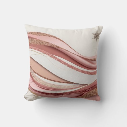 Abstract Pink and Gold Glitter Waves Pillow Kissen (Vorderseite)