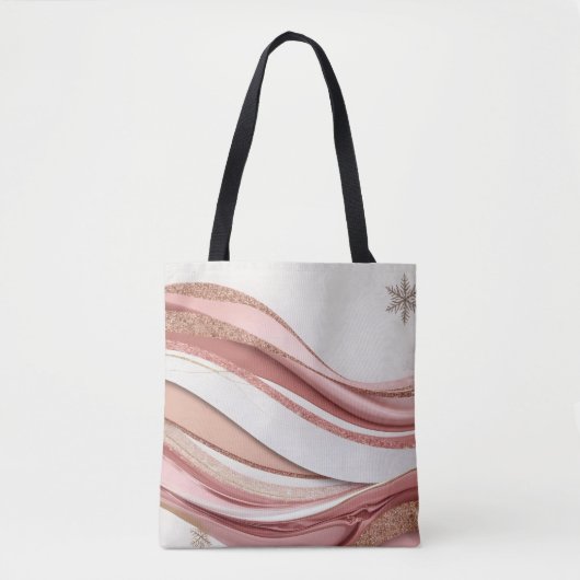 Abstract Pink and Gold Glitter Waves Tote Bag Tasche (Vorderseite)