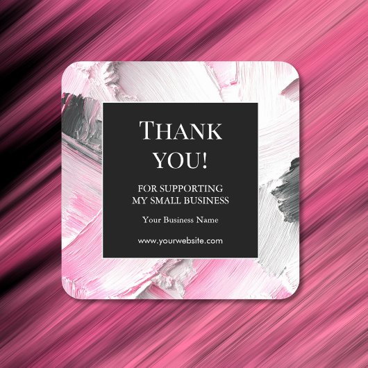 Abstract Pink Black Business Thank You Sticker