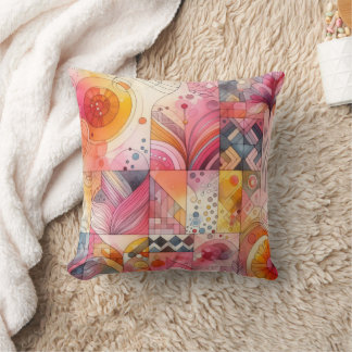 Abstract Pink Colorful Geometric Design Kissen