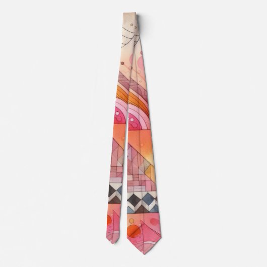 Abstract Pink Colorful Geometric Design Krawatte (Rückseite)