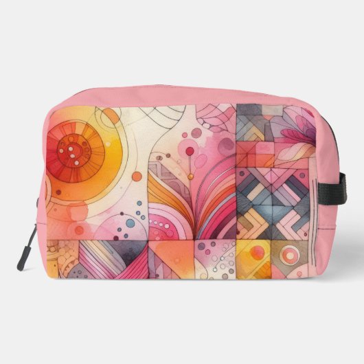 Abstract Pink Colorful Geometric Design Waschbeutel (Rückseite)