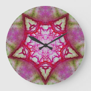 ABSTRACT PINK FUCHSIA STAR GROßE WANDUHR