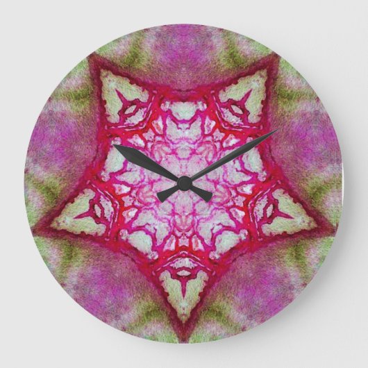 ABSTRACT PINK FUCHSIA STAR GROßE WANDUHR (Vorderseite)