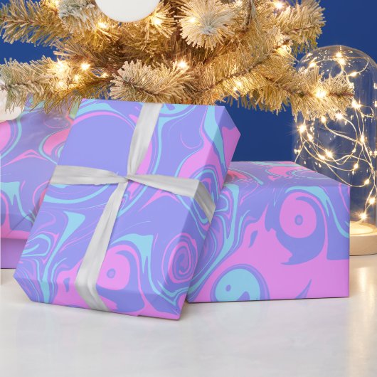 Abstract pink purple blue swirls geschenkpapier (Feiertage)