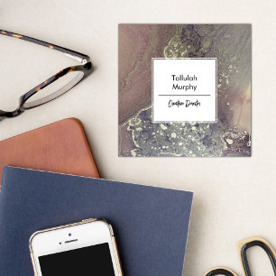 Abstract Pink Purple Silver Alcohol Ink Liquid Art Quadratische Visitenkarte