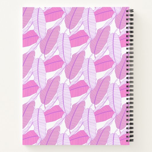 Abstract Pink Purple Tropical Palm Leaf Monogram Notizblock (Rückseite)