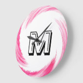 Abstract Pink Swirl Monogram Große Wanduhr (Winkel)