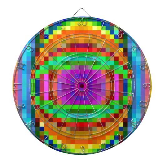 Abstract Pixel Art Colorful Mosaic Dartscheibe (vorne)