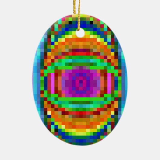 Abstract Pixel Art Colorful Mosaic Keramik Ornament (Hinten)