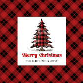 Abstract Plaid Tree Holiday Custom Name Paper   Pappteller