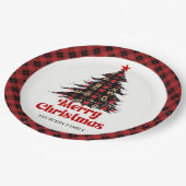 Abstract Plaid Tree Holiday Custom Name Paper   Pappteller (Schrägansicht)
