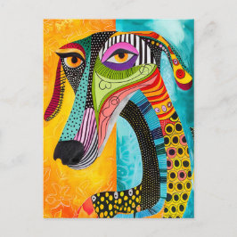 Abstract pop-art dog faces in cheerful colors postkarte
