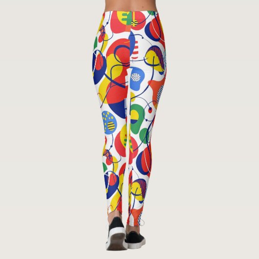 Abstract Pop Art Primary Color Pattern Leggings (Rückseite)