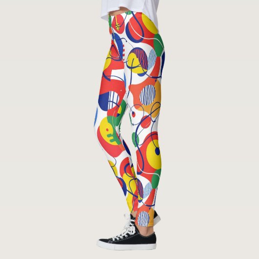Abstract Pop Art Primary Color Pattern Leggings (Links)