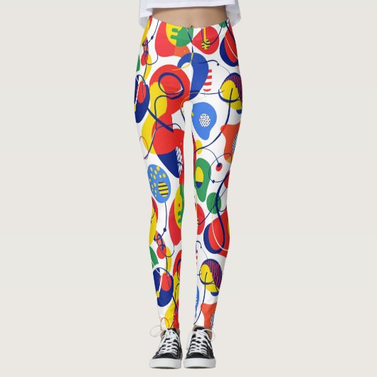 Abstract Pop Art Primary Color Pattern Leggings (Vorderseite)