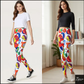 Abstract Pop Art Primary Color Pattern Leggings