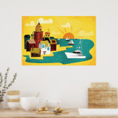 Abstract Port City Poster (Küche)