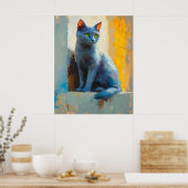 abstract portrait, color blocks, white hair, moder poster (Küche)