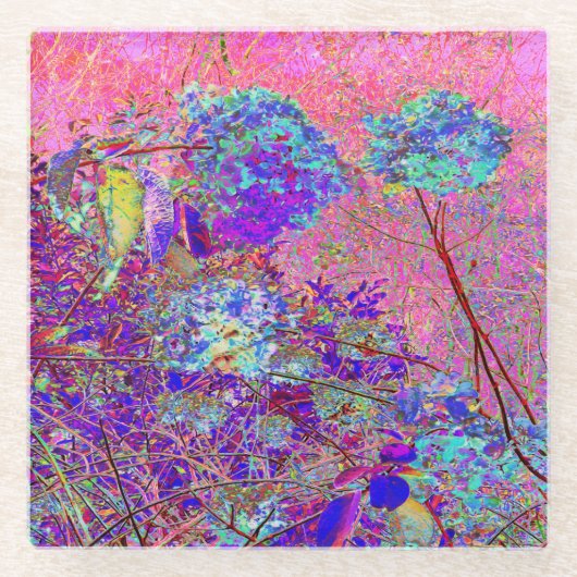 Abstract Purple and Blue Hydrangea with Magenta Glasuntersetzer (Vorderseite)