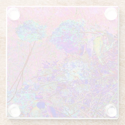 Abstract Purple and Blue Hydrangea with Magenta Glasuntersetzer (Rückseite)