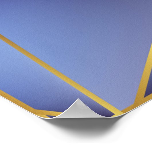 Abstract purple geometric with golden lines poster (Ecke)