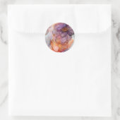 Abstract Purple Orange Gold Marble Alcohol Ink Runder Aufkleber (Tasche)