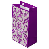 Abstract Purple Orchid Flower Design Pattern Art  Kleine Geschenktüte (Rückseite Schrägansicht)