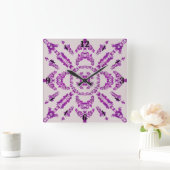 Abstract Purple Orchid Flower Design Pattern Art Quadratische Wanduhr (Zuhause)