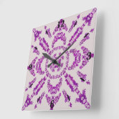 Abstract Purple Orchid Flower Design Pattern Art Quadratische Wanduhr (Winkel)
