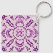 Abstract Purple Orchid Flower Design Pattern Art Schlüsselanhänger (Rückseite)