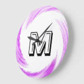Abstract Purple Swirl Monogram Große Wanduhr (Winkel)