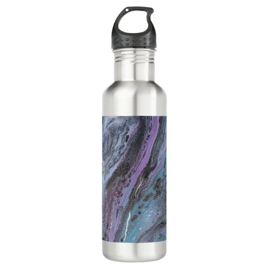 Abstract Purple & Teal Flow Edelstahlflasche (Vorderseite)