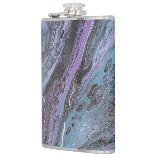 Abstract Purple & Teal Flow Flachmann (Links)