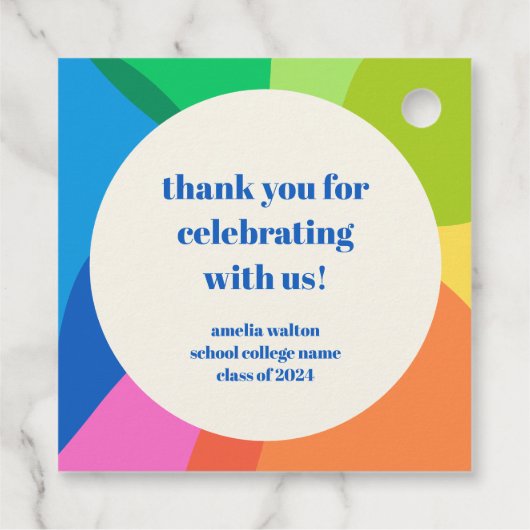 Abstract Rainbow Custom Graduation Party Thank You Geschenkanhänger (Rückseite)
