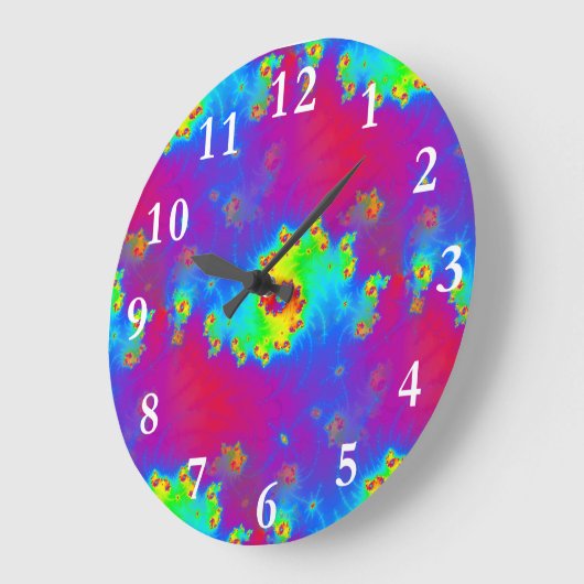 Abstract Rainbow Fractal Große Wanduhr (Winkel)