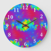 Abstract Rainbow Fractal Große Wanduhr (Vorderseite)