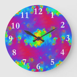Abstract Rainbow Fractal Große Wanduhr