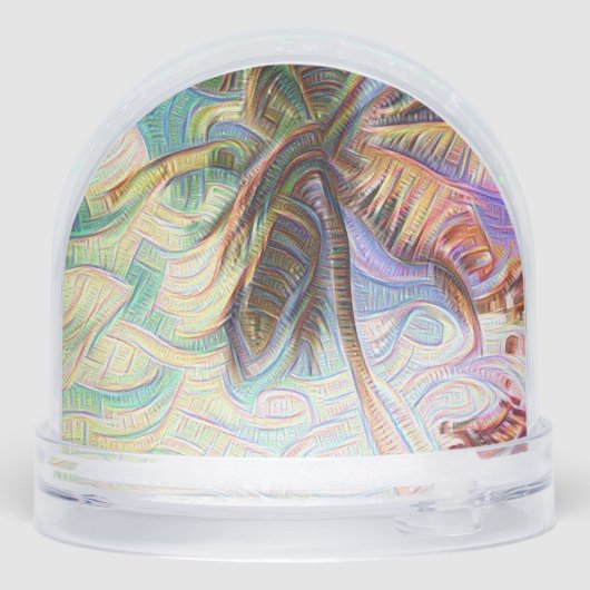 Abstract Rainbow Palm Tree Isla Saona Schneekugeln (Rückseite)