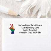 Abstract rainbow peace hand sign address labels (Insitu)