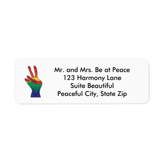 Abstract rainbow peace hand sign address labels (Vorne)