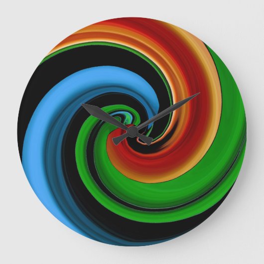 Abstract Rainbow Swirl Wall Clock Große Wanduhr (Vorderseite)