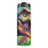 Abstract Rainbow T-Rex Roaring Art Thermosbecher (Vorderseite)