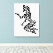 Abstract Rearing Horse Art | Modern Black & White  Leinwanddruck (Insitu (Holzboden))