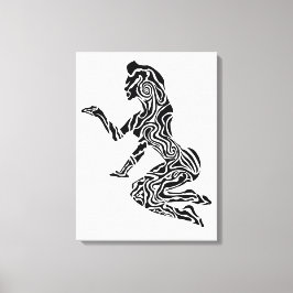 Abstract Rearing Horse Art | Modern Black & White  Leinwanddruck